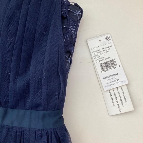 AIDAN MATTOX Womens Navy Sleeveless Below The Knee A-Line Evening Dress - Picture 9 of 14